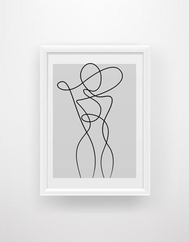 Abstract body line art print (Grey) - Chic Prints