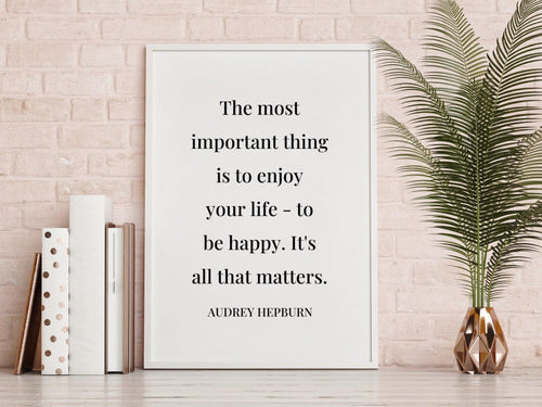 ‘Be happy - Audrey Hepburn’ - Quote Print-Chic Prints