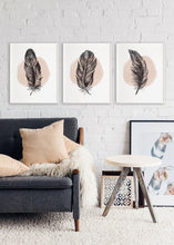 Load image into Gallery viewer, Blush Watercolour Feathers (Set of Three Prints) - Chic Prints
