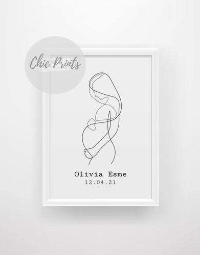 Custom Line Art Pregnancy Print - Chic Prints
