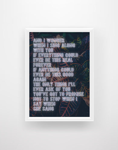 Everlong - Neon Sign Lyrics Print (Foo Fighters) - Chic Prints
