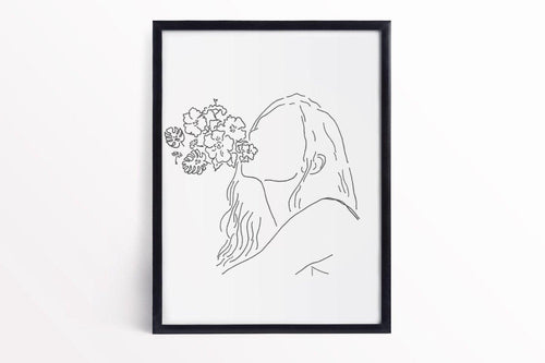 ‘Flower Girl’ - Minimal Line Art Print-Chic Prints