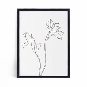 ‘Flowers’ Line Art Print-Chic Prints