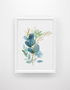 Green and Gold Botanical Watercolour Set - Chic Prints