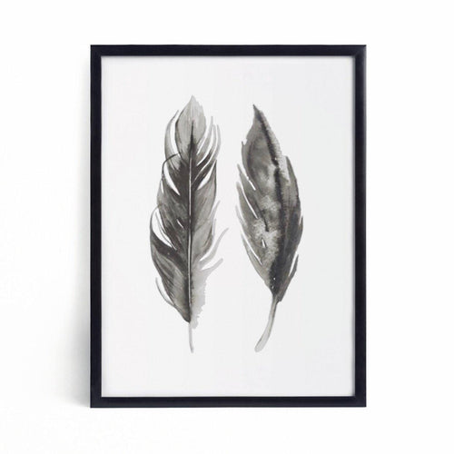 'Grey Feather Print' - Modern Art Print-Chic Prints