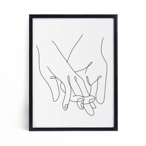 ‘Holding Hands’ Line Art Print-Chic Prints