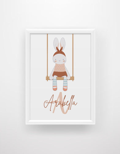 Personalised Bunny Print for Girl's Nursery/Room - Chic Prints