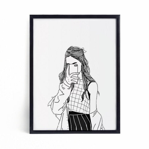 ‘Selfie’ Line Art Print-Chic Prints