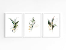 Load image into Gallery viewer, Set of three gold, white and green leaves - Botanical prints - Chic Prints

