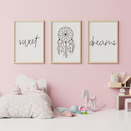 Sweet Dreams Pink Dreamcatcher (Set of 3 prints)-Chic Prints