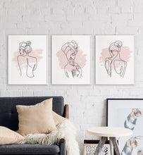 Load image into Gallery viewer, Woman Outline/Blush Line Art (Set of 3)-Chic Prints
