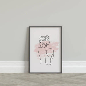 Woman Outline/Blush Line Art (Set of 3)-Chic Prints