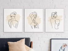 Load image into Gallery viewer, Woman Outline/Cream Line Art (Set of 3)-Chic Prints
