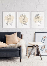 Load image into Gallery viewer, Woman Outline/Cream Line Art (Set of 3)-Chic Prints
